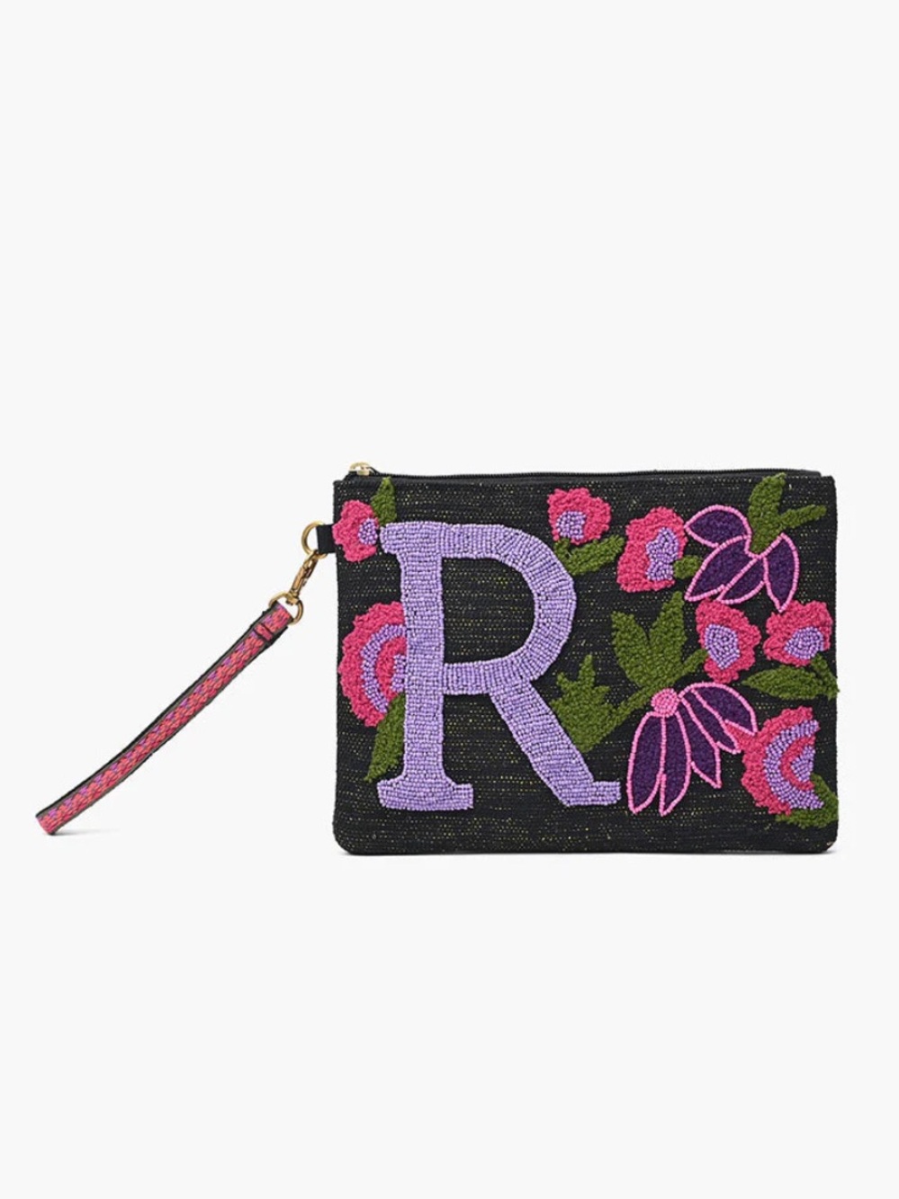America & Beyond ‘R’ Initial Embellished Wristlet Pouch